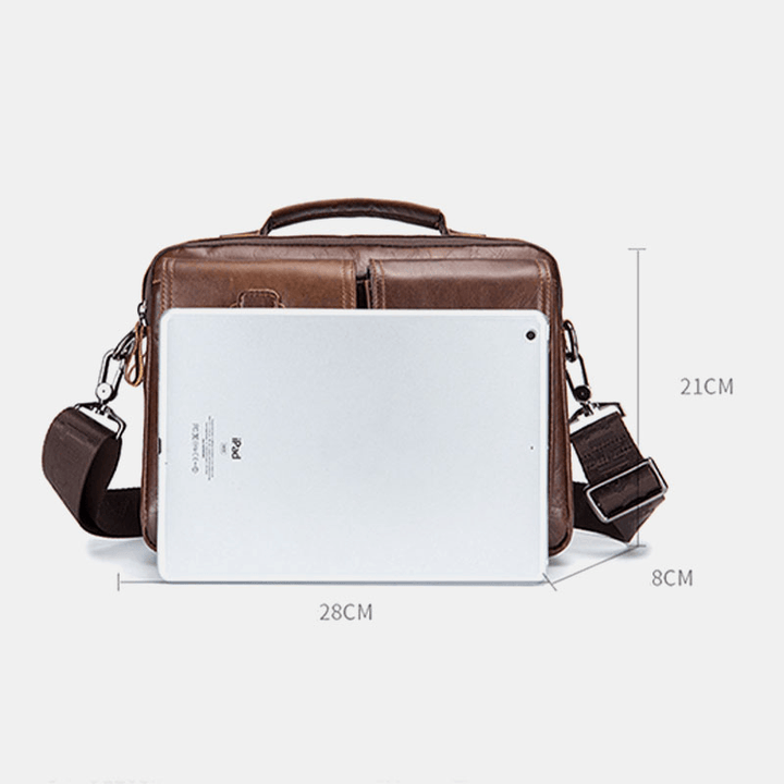 Men Genuine Leather Vintage Business Bag Crossbody Bag Handbag for Work - MRSLM