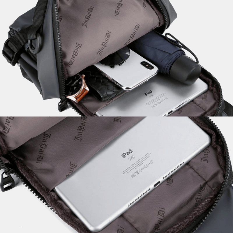 Men Multi-Layers Space Business Solid Shoulder Bag Crossbody Bag Chest Bag with USB Charging - MRSLM