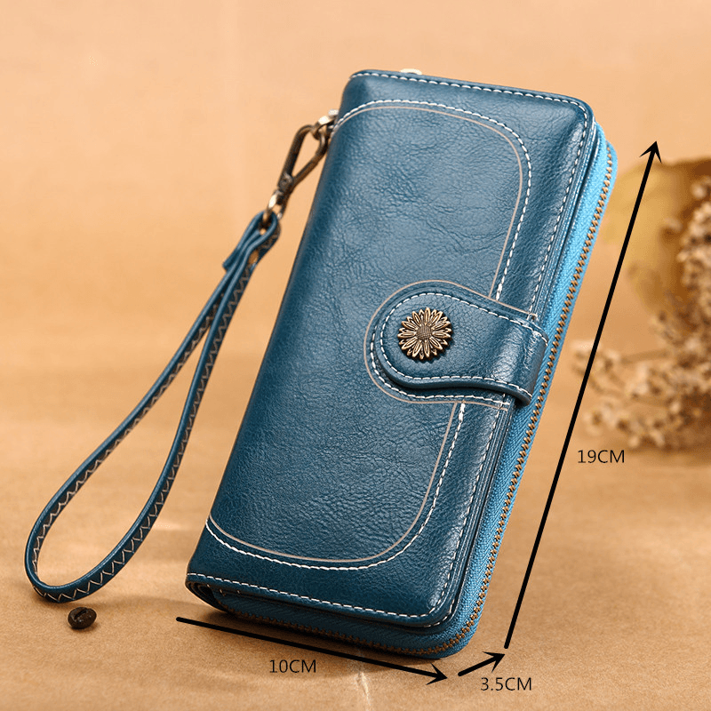 Women PU Leather 6.3 Inch Phone Holder Multi-Slots Card Holder Long Wallet Purse - MRSLM