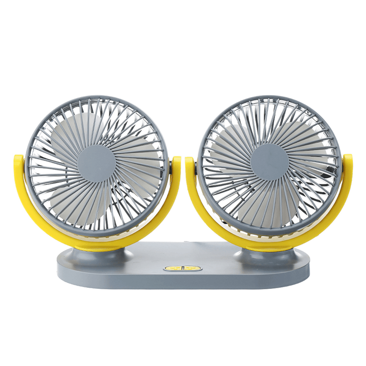 24V Mini Dual-Head Fan Car Van Home Silent Cooler Cooling Fan USB Rechargeable Outdoor Camping Travel - MRSLM