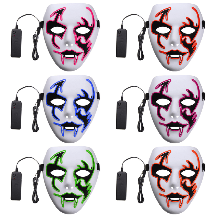 Halloween Mask LED Luminous Flashing Face Mask Party Masks Light up Dance Halloween Cosplay - MRSLM