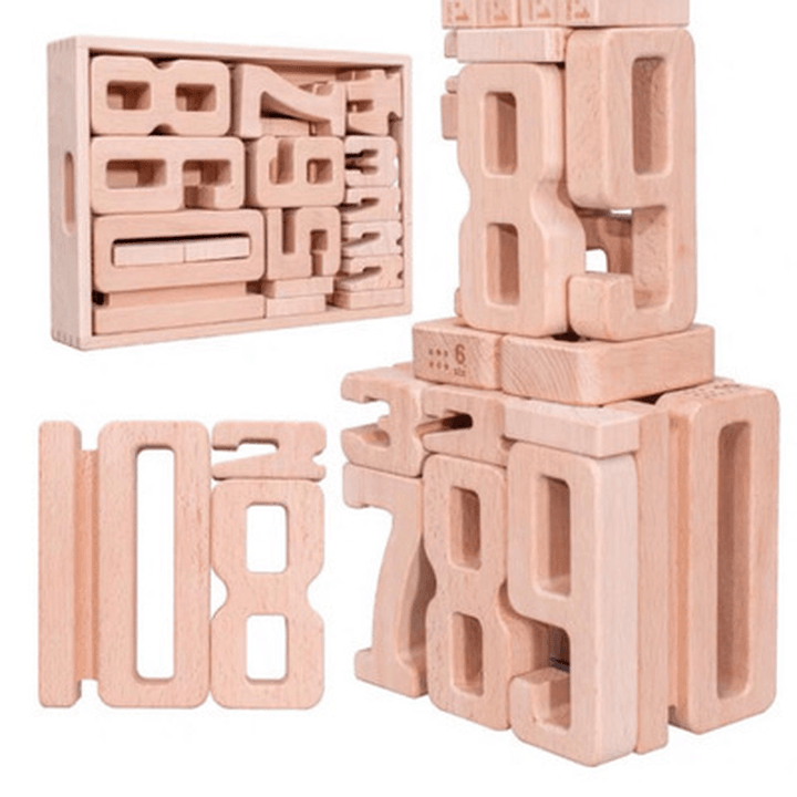 Beech Solid Wood Primary Color Digital Building Blocks - MRSLM