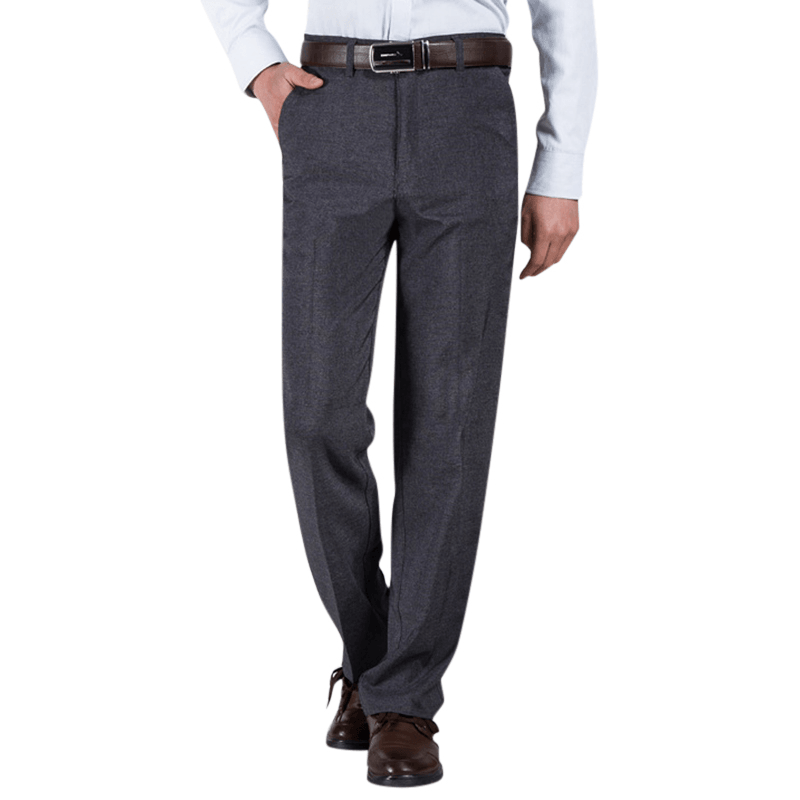 Men'S Business Cotton Thin High Rise Loose Zipper Fly Casual Dress Pants - MRSLM