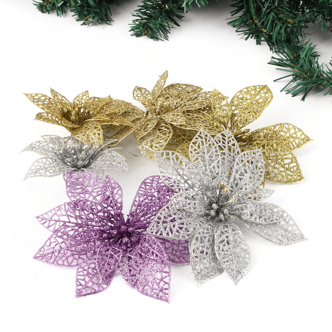 Christmas Decoration Flower Glitter Leaves Party Deocration - MRSLM