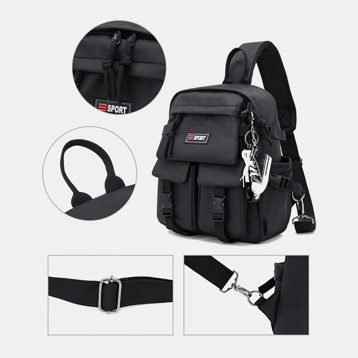 Men Muti-Pockets Waterproof Chest Bag Nylon Lightweight Comfortable Convertible Strap Crossbody Bag - MRSLM