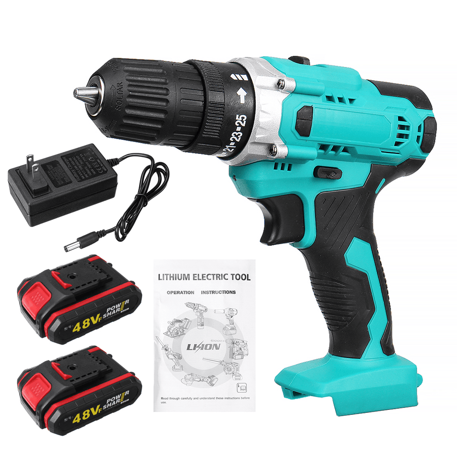 48Vf 3 in 1 Multifunctional Cordless Drill Electric Torque Wrench Screwdriver Drill 3/8-Inch Chuck Cordless Impact Drill - MRSLM