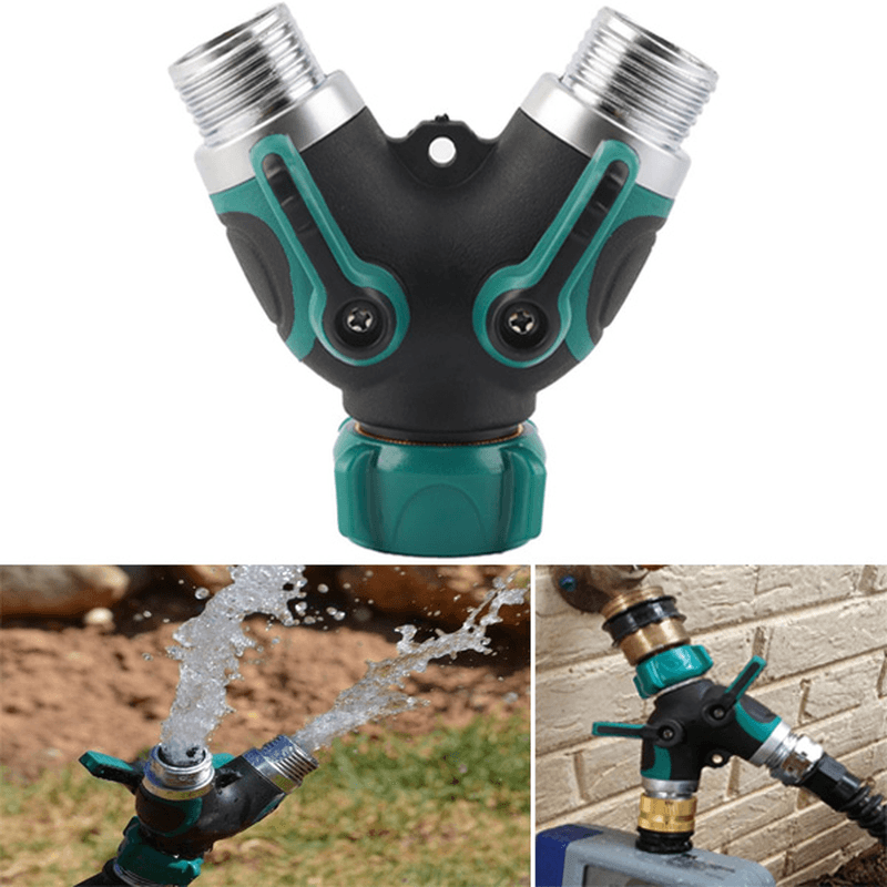 3/4 Inch Garden Hose 2 Way Splitter Valve Water Pipe Faucet Connector US Standard Thread - MRSLM