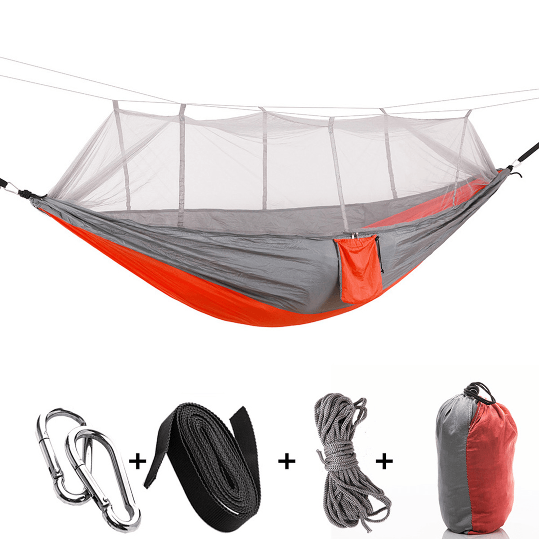 260X140Cm Outdoor Double Camping Hammock Hanging Swing Bed with Mosquito Net - MRSLM