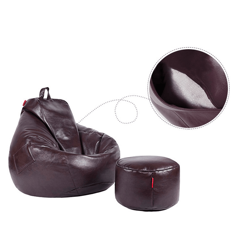 PU Leather Bean Bag Cover Lazy Sofa Couch Bean Bag High-End Version 3 Color Handle Easy to Move - MRSLM