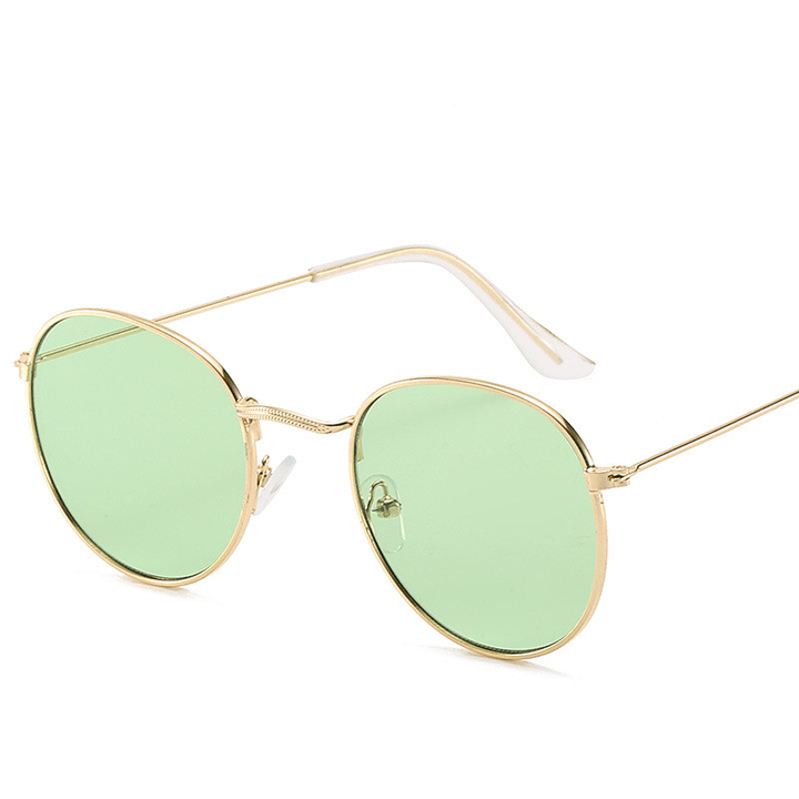 Retro Oval Small Frame Personality Sunglasses Men and Women Vacation Beach Metal Glasses - MRSLM