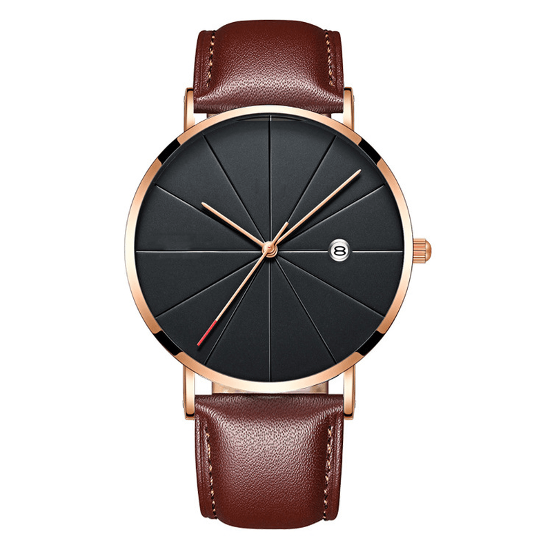 Deffrun Casual Style Business Men Wrist Watch Leather Strap Quartz Watch - MRSLM