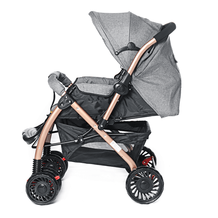 Kids Folding Stroller Travel Pushchair with Storage Basket Body Stroller Cart for 0-3 Years Old - MRSLM