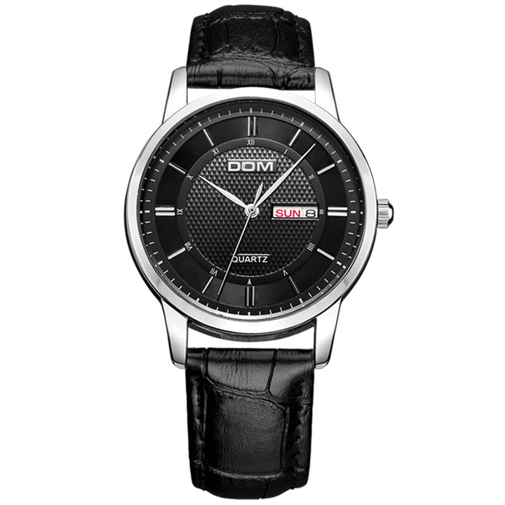 DOM M-11D Casual Super Slim Men Watch 3ATM Waterproof Date Week Display Quartz Watch - MRSLM