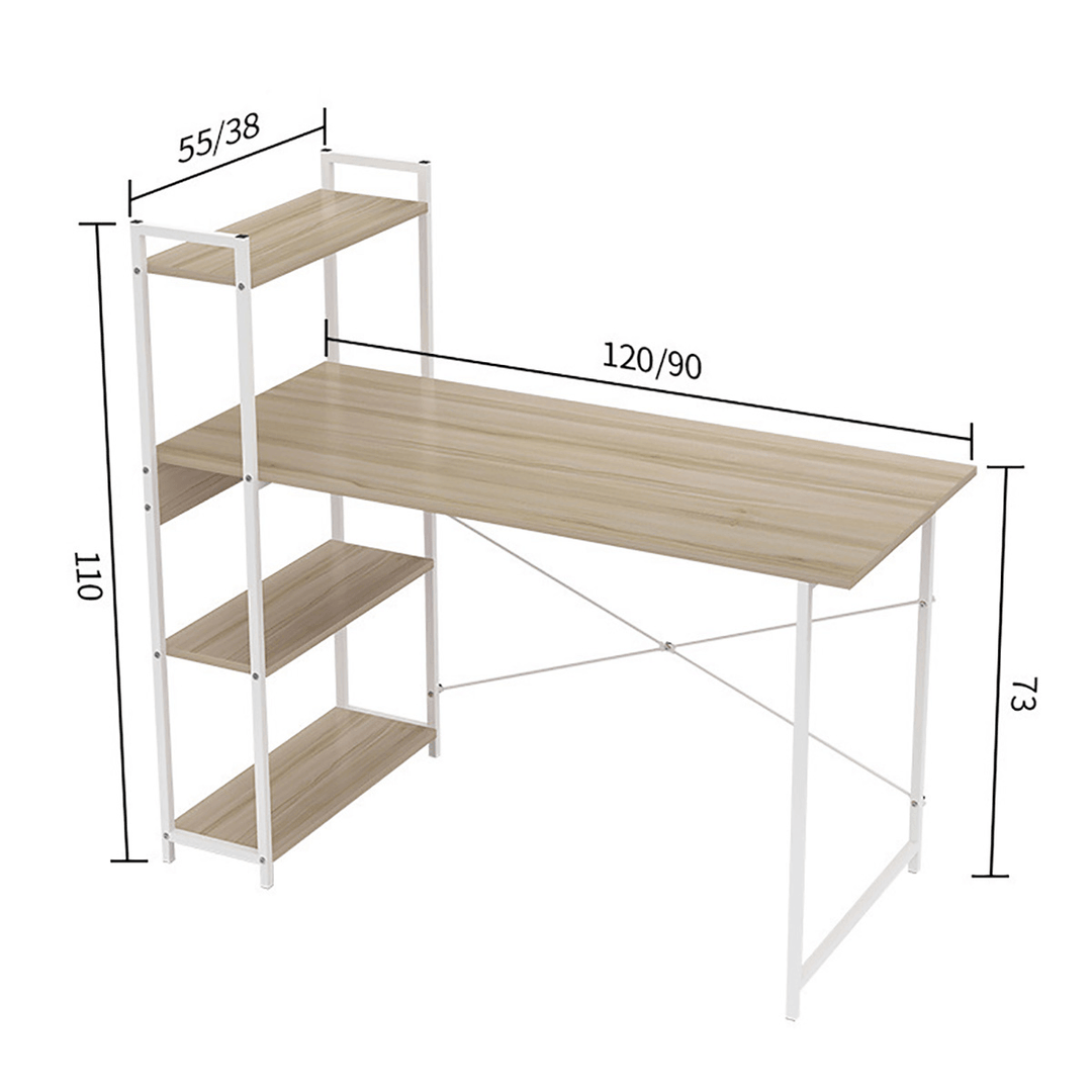 Computer Laptop Desk Modern Style Computer Table Variety of Display Office Table with 4 Tiers Bookshelf Study Writing for Home Office - MRSLM