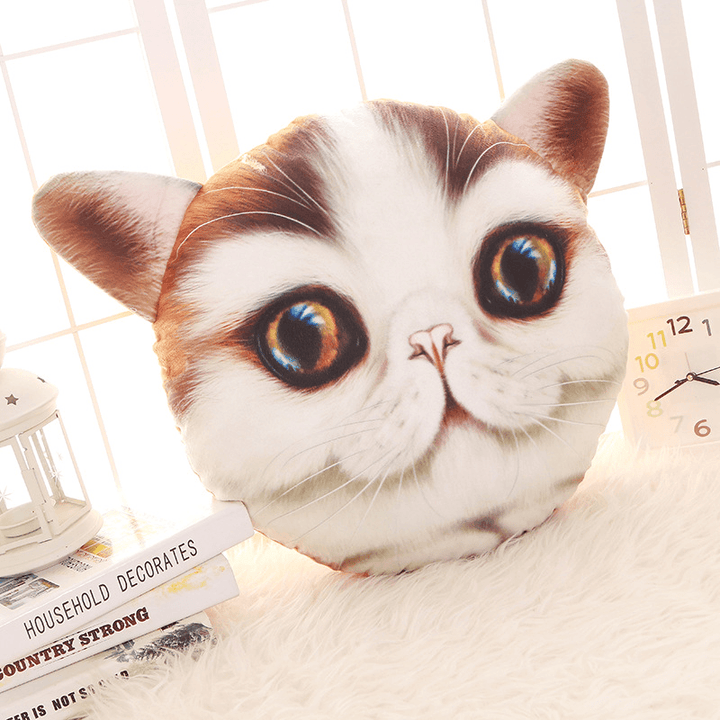 Creative Funny 3D Dog Cat Head Pillow PP Cotton Simulation Animal Cushion Birthay Gift Trick Toys - MRSLM