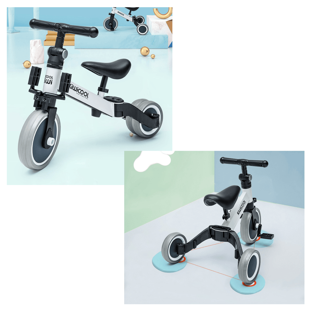 KIWICOOL 3In1 Balance Bike & Kids Beginner Rider Training Walker Bicycle & Baby Tricycle Bike Scooter for 1.5/2/3/4/5 Year Old Children - MRSLM