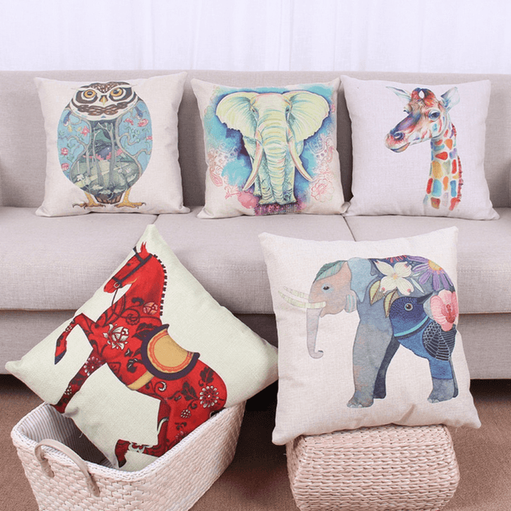 Fashion Animal Cotton Linen Throw Pillow Case Waist Cushion Cover Home Sofa Car Decor - MRSLM