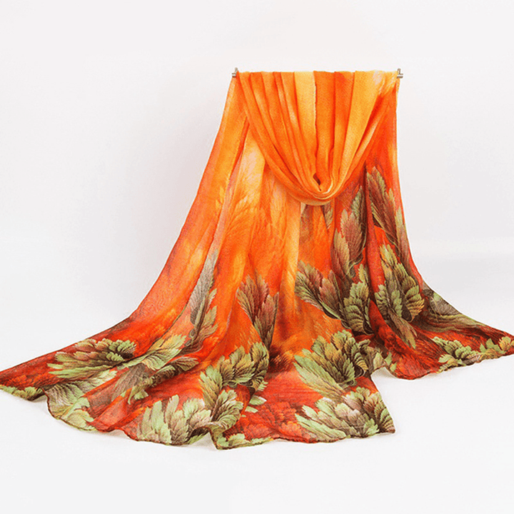 180CM Women Voile Coral Flower Printing Scarf Casual Oversize Warm Soft Scarves Shawls - MRSLM