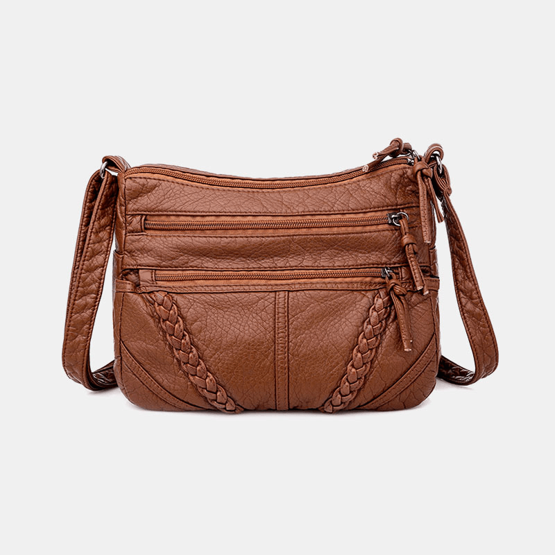 Women Multi-Pocket Middle-Aged Vintage Crossbody Bag Shoulder Bag - MRSLM