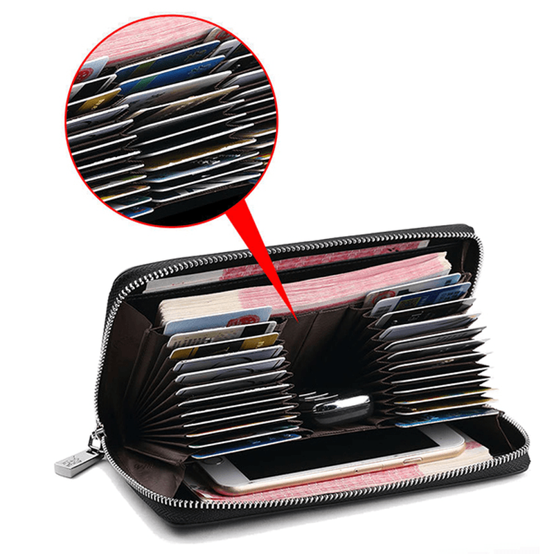 Ekphero RFID Blocking Secure Card Wallet Clutch Zip Card Holder Organizer Holds 35 Cards - MRSLM