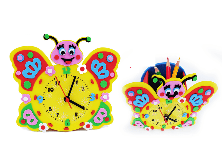 Clock DIY Handmade Materials Cartoon Early Education for Children - MRSLM