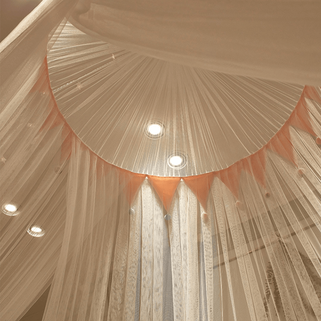 Ceiling-Mounted Mosquito Net Free Installation Dustproof Breathable Home Dome Foldable Bed Canopy Princess - MRSLM