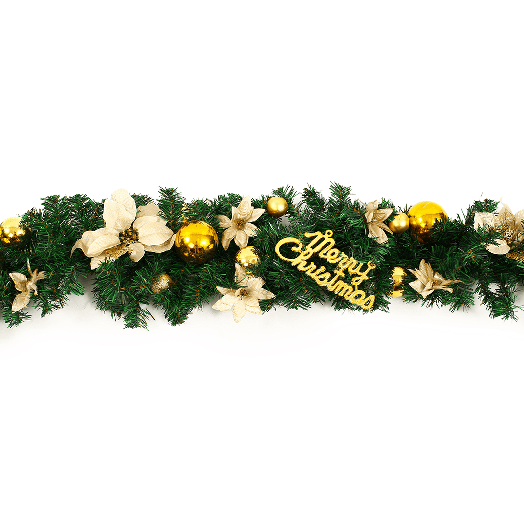 2.7M Christmas Garland Party Atificial Rattan Bow Home Wall Ornament Decorations - MRSLM