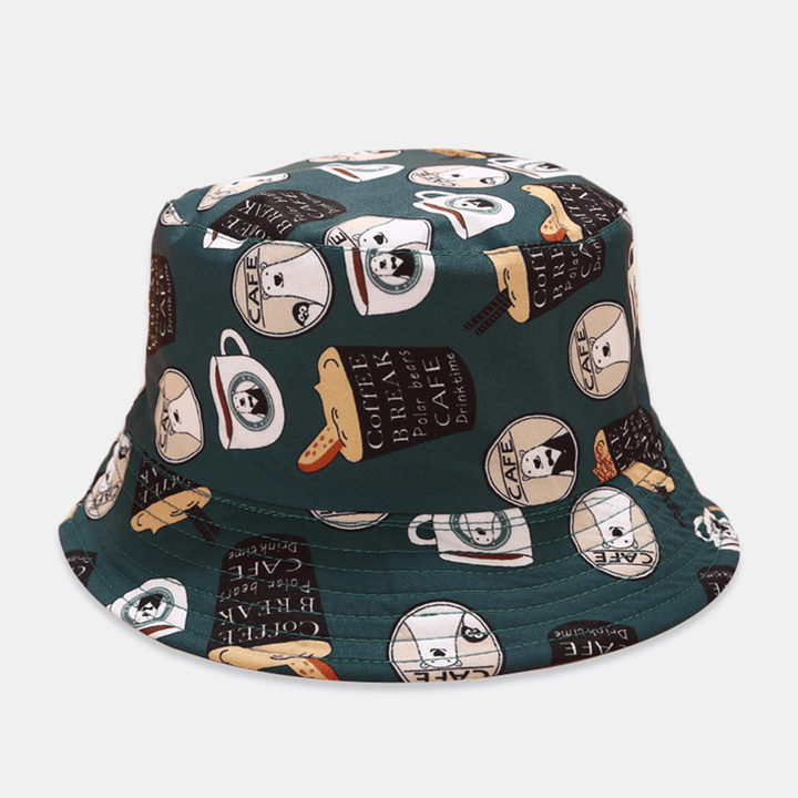 Unisex Printed Coconut Double-Sided Usable Bucket Hat Outdoor Sunscreen Visor Fisherman Hat - MRSLM