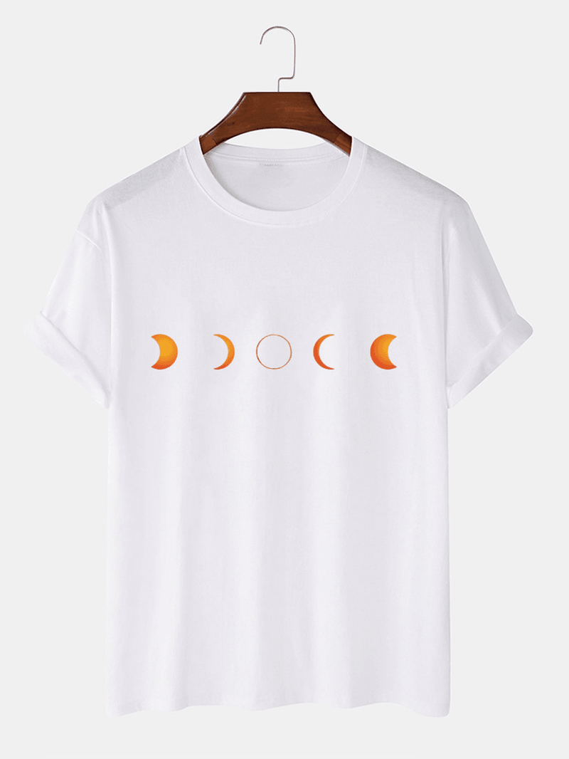 Cotton Designer Lunar Eclipse Print Breathable Short Sleeve T-Shirts - MRSLM