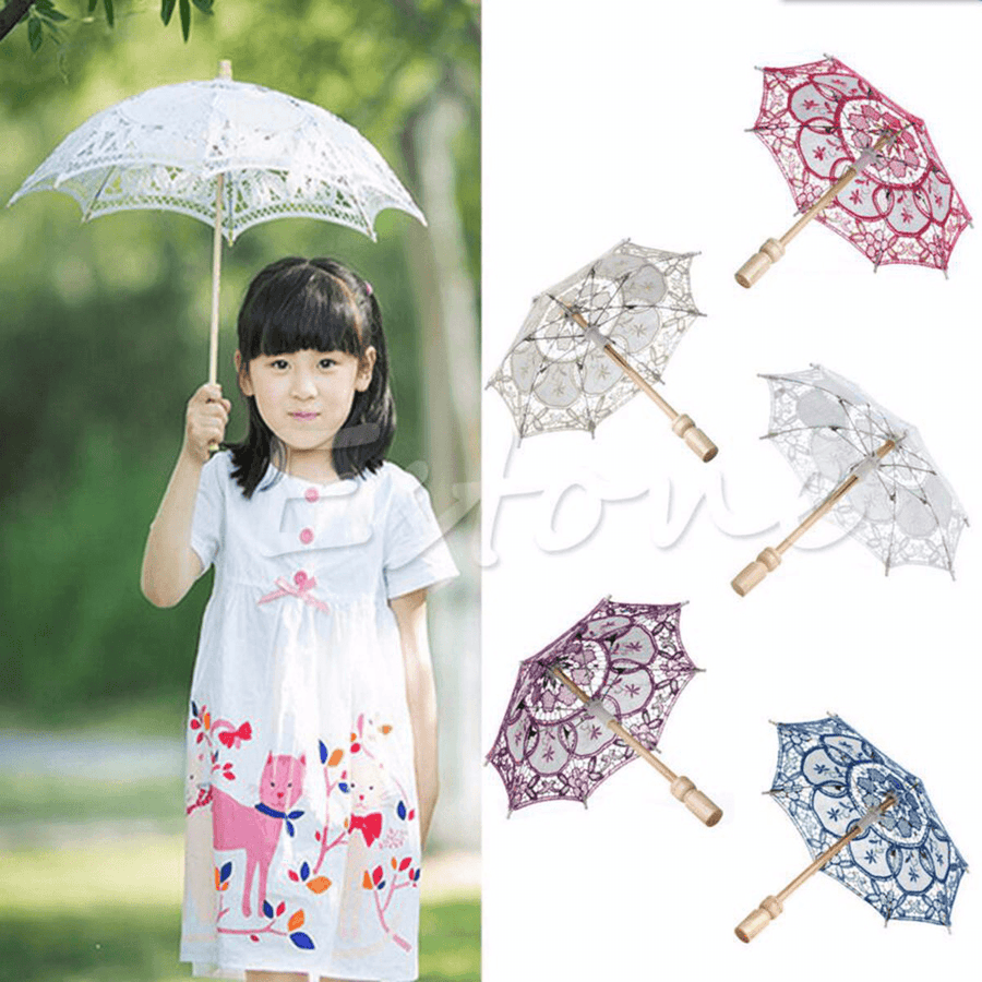 Lace Embroidered Umbrella Elegance Parasol for Party Bridal Wedding Decoration - MRSLM