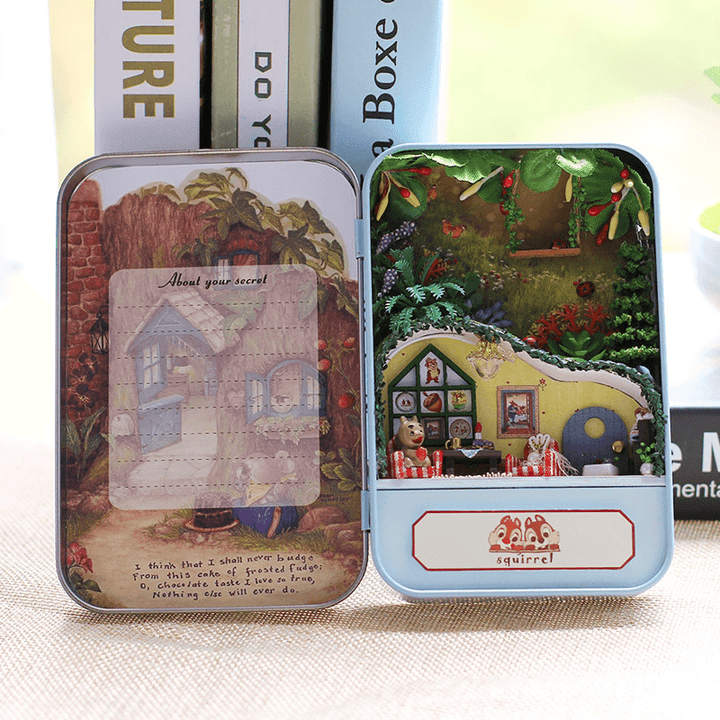 Iiecreate DIY Tin Box Secret Dollhouse with Light T-002 T-003 T-004 T-005 Gift Home Office Decor - MRSLM