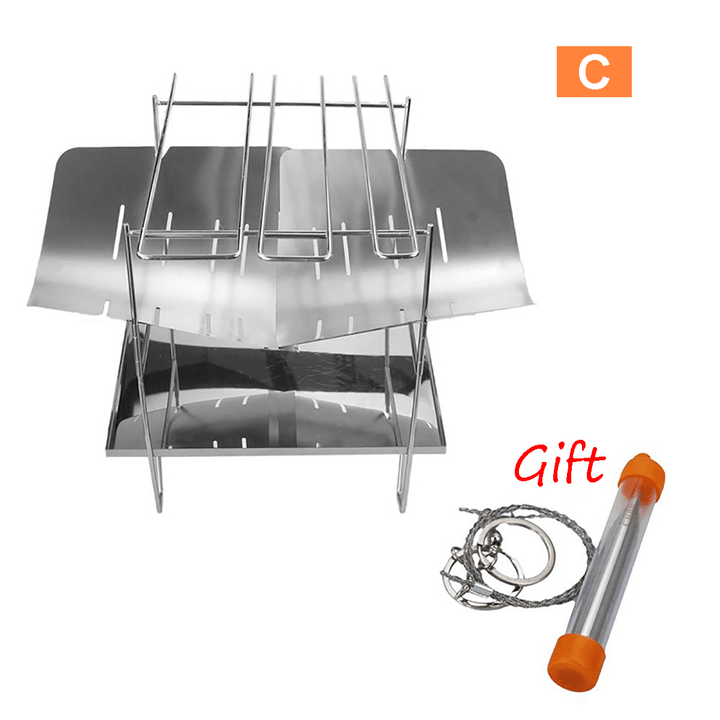 Portable Folding Barbecue Grill Stainless Steel Camping Stove for Outdoor Picnic Camping - MRSLM