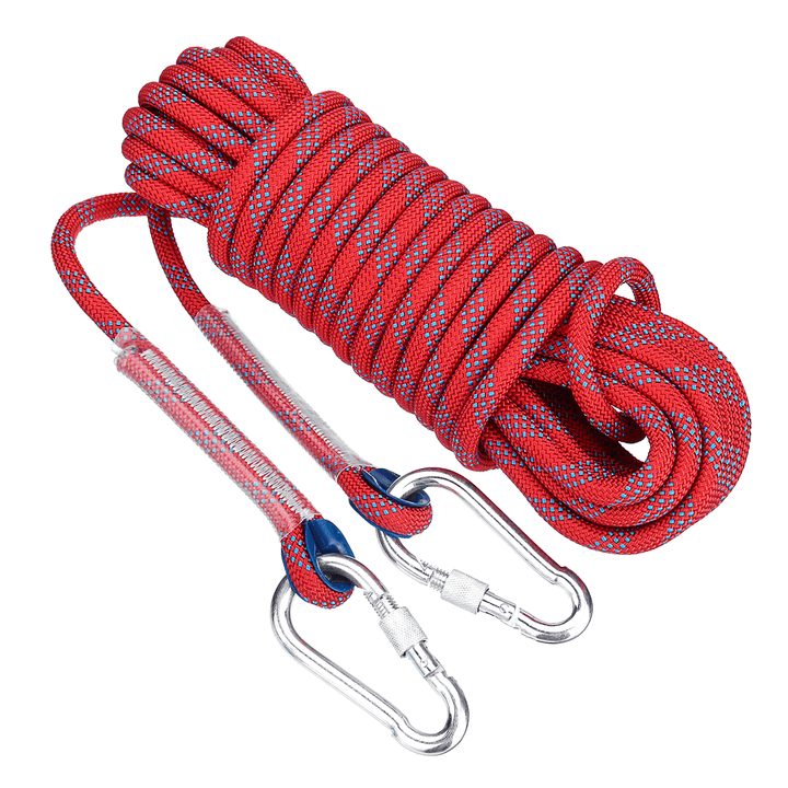 30Mx10Mm Double Buckle Professional Rock Climbing Rope Outdoor Sports Survival Downhill Safety Rope - MRSLM