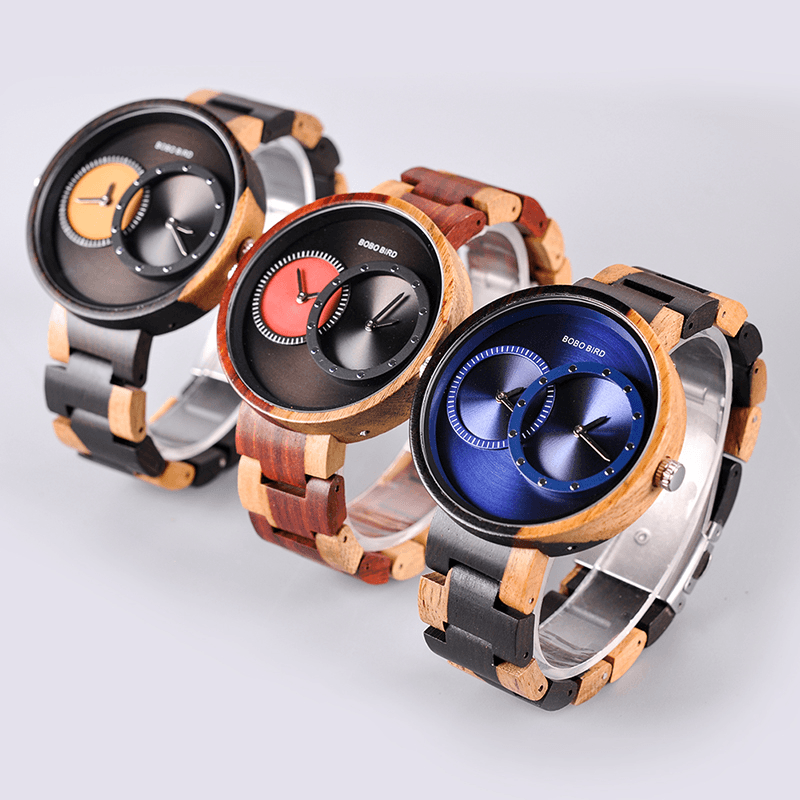 BOBO BIRD W-R10 Two Time Zones Creative Watch Wooden Women Men Quartz Watches - MRSLM