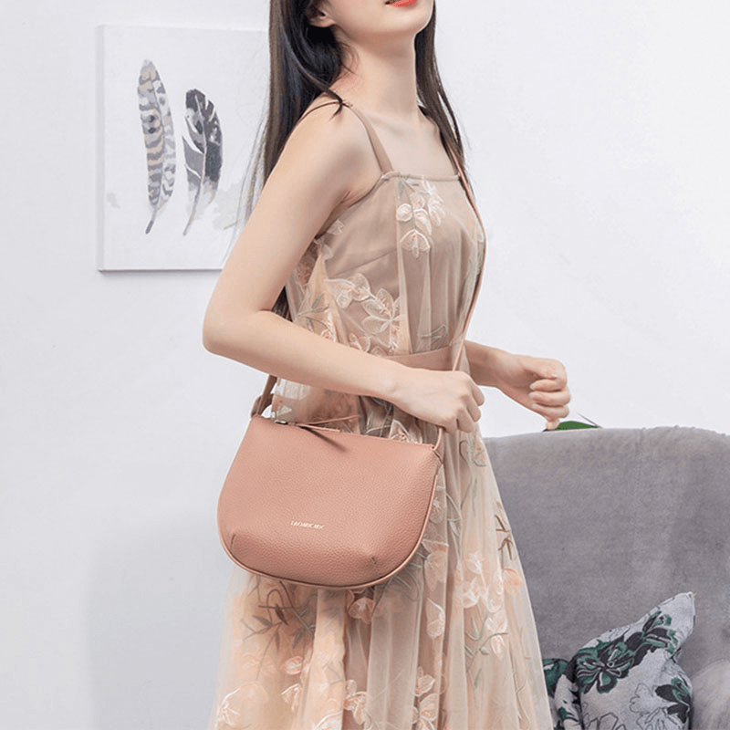 Women Solid PU Crossbody Bag Armpit Bag - MRSLM