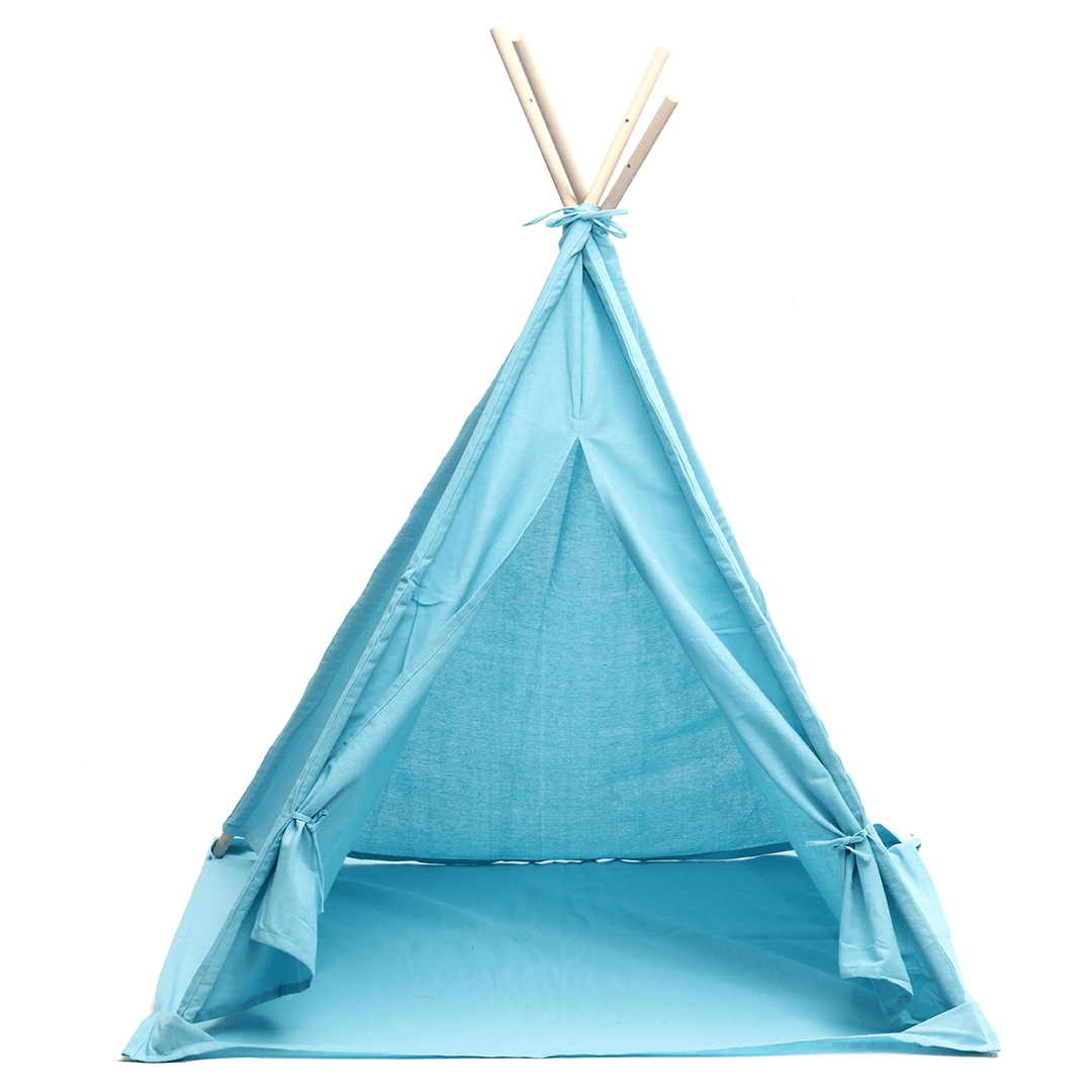 1.6/1.8M Kids Play Tents Cotton Canva Folding Indoor Outdoor Playhouse Triangle Indian Children Baby Game Funny House Wigwam Camping Tent - MRSLM