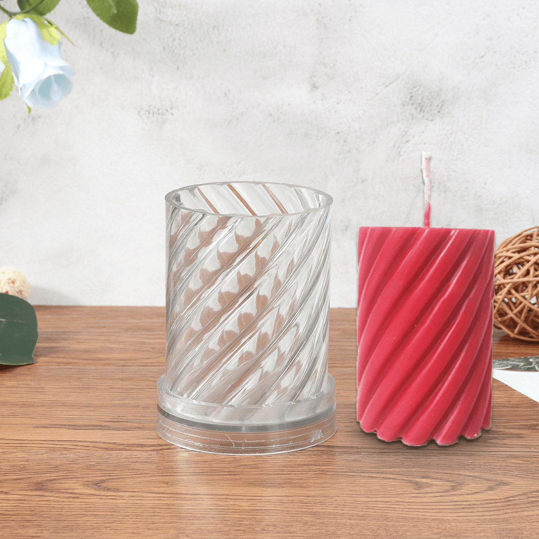 DIY Candle Molds Spiral Stripes Cylinder Handmade Soap Mould Craft Making Tool - MRSLM