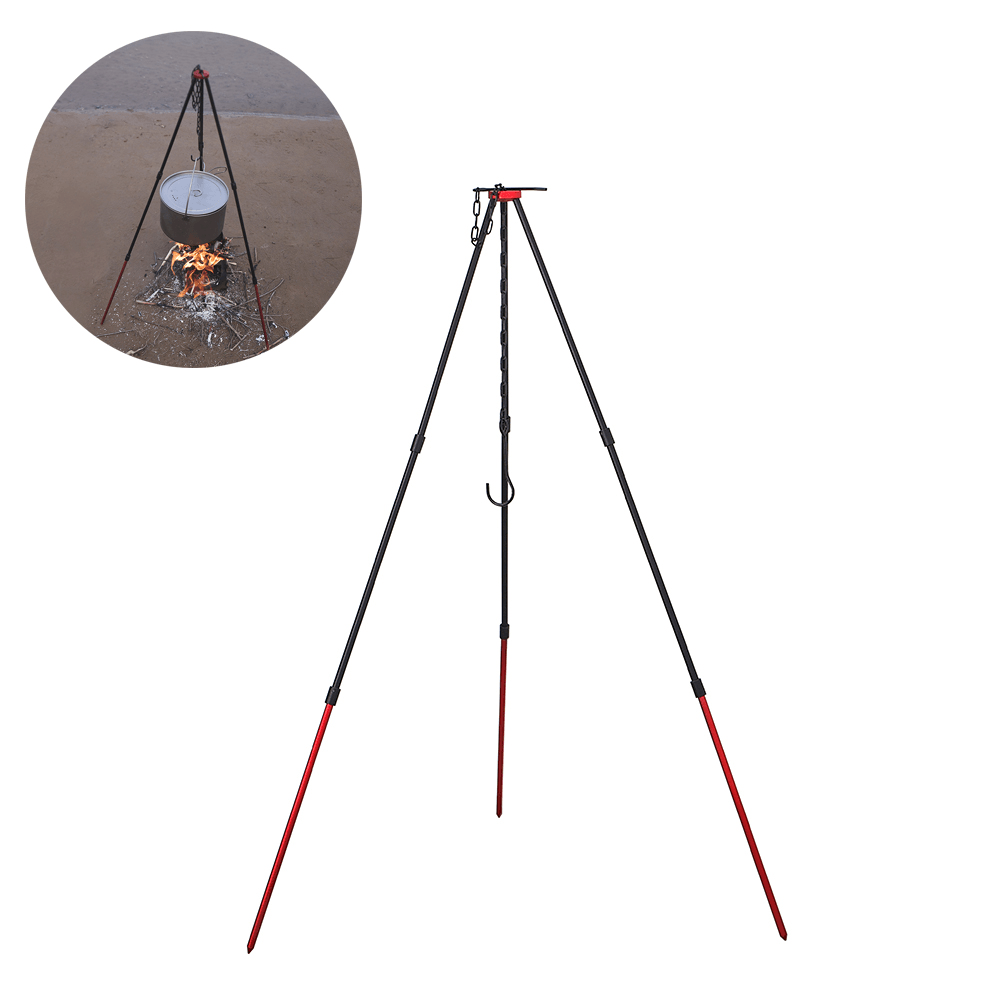 Multifunction Camping BBQ Tripod Bonfire Portable Hanging Water Jugs Bracket Detachable Barbecue Cookware - MRSLM