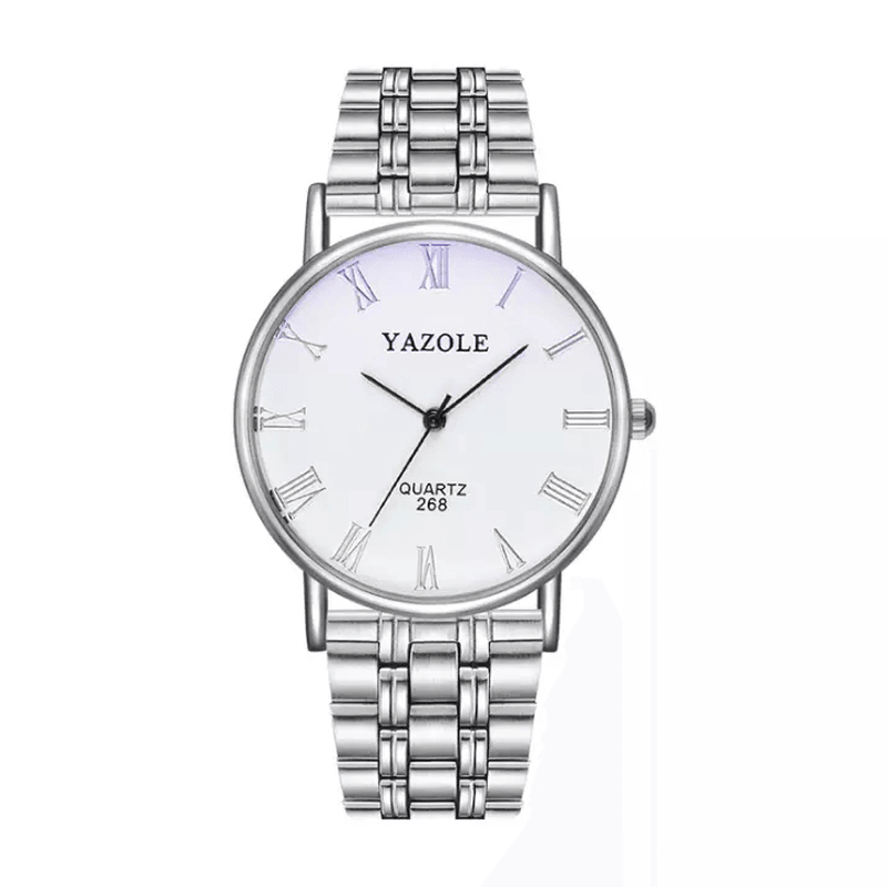 YAZOLE 268 Business Style Luminous Display Waterproof Men Stainless Steel Strap Quartz Watch - MRSLM