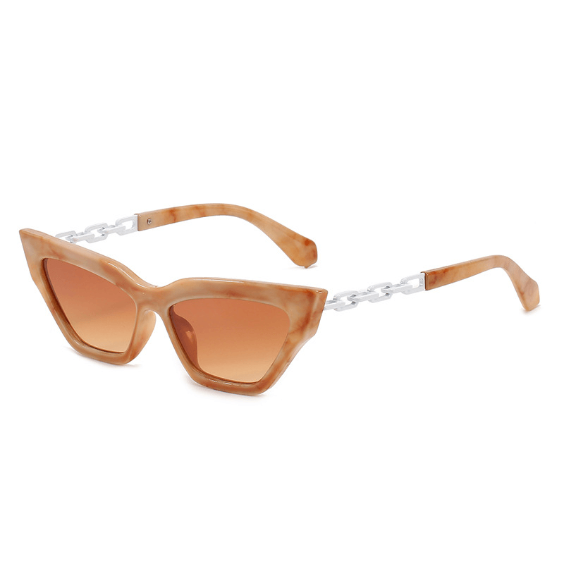 2021 New Cat-Eye Sunglasses European and American Trend Brand off the Same Sunglasses, Paint Chain Sunglasses Women - MRSLM