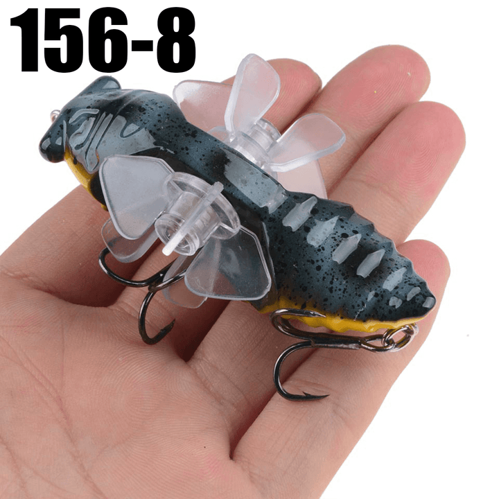 ZANLURE 1PSC 7.5Cm Artificial Bait Fishing Lure Insect Rotating Wings Swimbait Fishing Hook - MRSLM