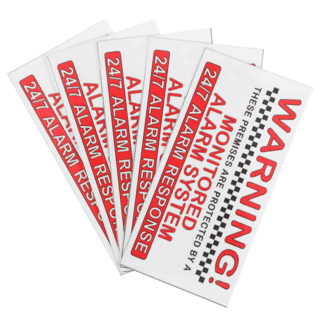 5Pcs Alarm System Monitored Warning Security External Sign Stickers PVC Waterproof - MRSLM