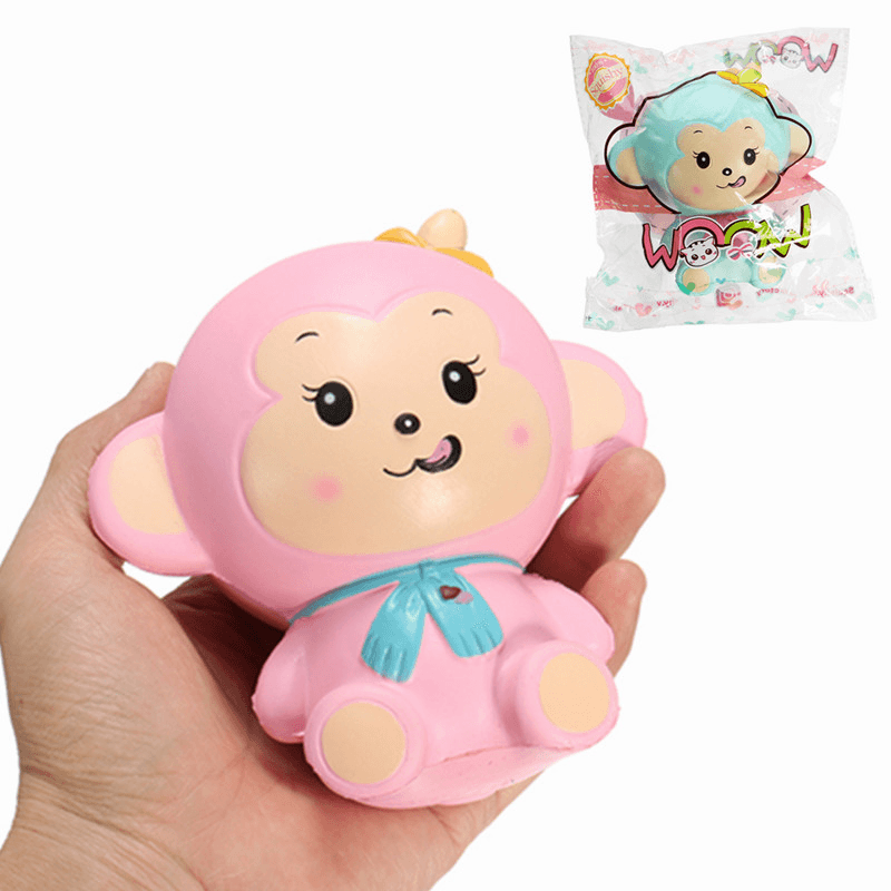 Woow Squishy Monkey Slow Rising 12Cm with Original Packaging Blue and Pink - MRSLM