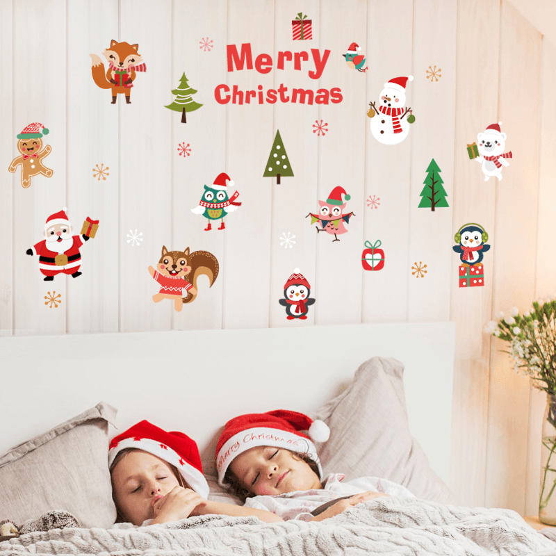 Miico SK6038 Christmas Sticker Novetly Cartoon Wall Stickers for Kids Room Decoration Christmas Party - MRSLM