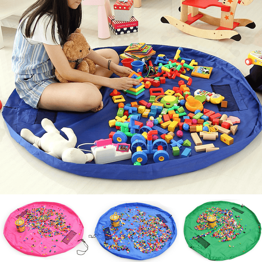 59Inch Kid Toys Storage Bag Folding Drawstring Beam Port Finishing Home Organizer Camping Picnic Mat - MRSLM