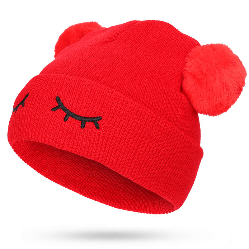 Children Woolen Hat Winking Bear Embroidery - MRSLM