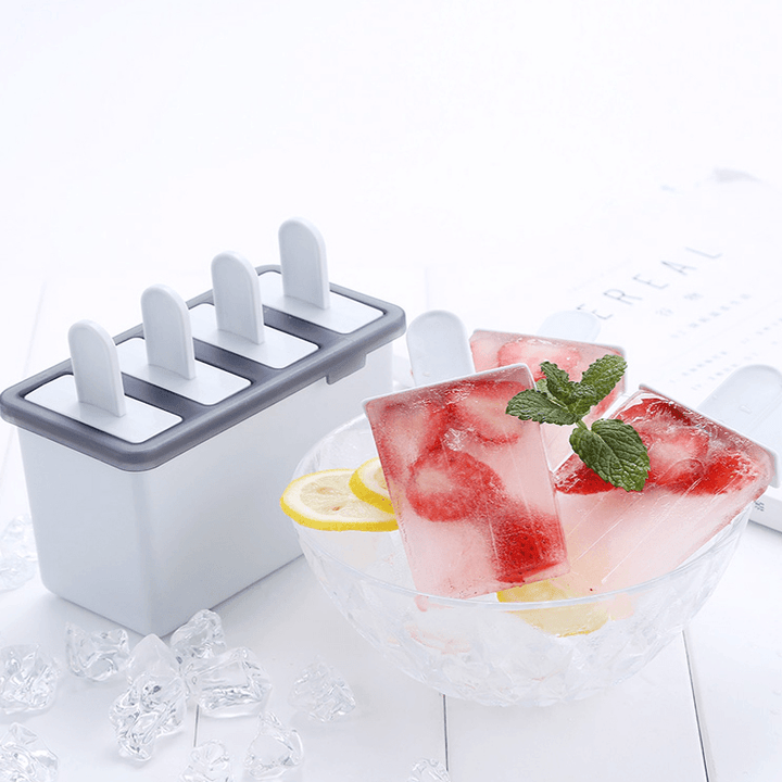 Popsicle Ice Cream Mold Homemade Simple Ice Mold 4-Grid Ice Tray - MRSLM