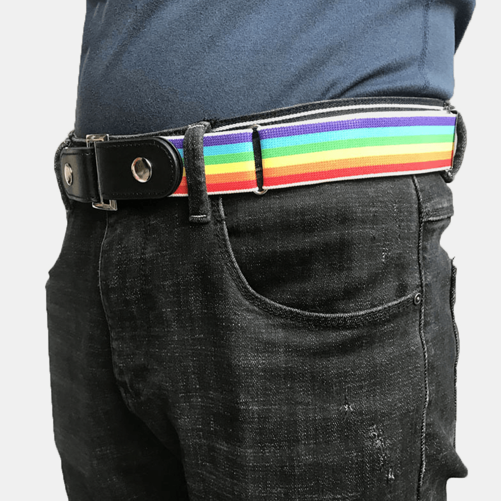 Men PU Leather Adjustable Slim Elastic Invisible Dual-Usage Wild Jeans Belt - MRSLM