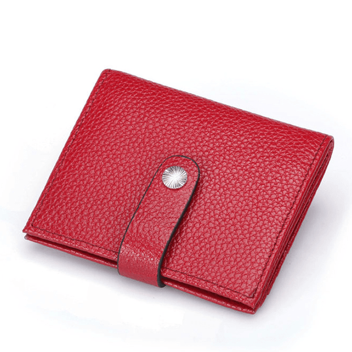 Women Hasp Short Wallets Genuine Leather Purse Card Holder Coin Bags - MRSLM