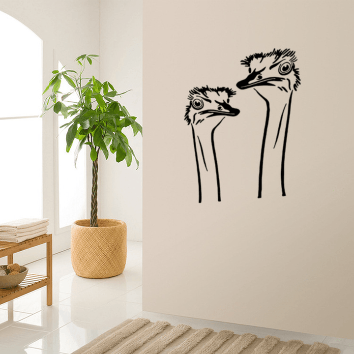 Honana a Pair of Ostrich Head DIY Wall Sticker Removable PVC Wall Decal Poster Home Wall Covering Decor Art Wallpaper Removable Wall Stickers - MRSLM